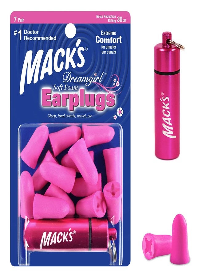 Mack's Mack’s Dreamgirl Soft Foam Earplugs, 7 Pair with Travel Case - Small Ear Plugs for Sleeping, Snoring, Studying, Loud Events, Traveling and Concerts - Image 1
